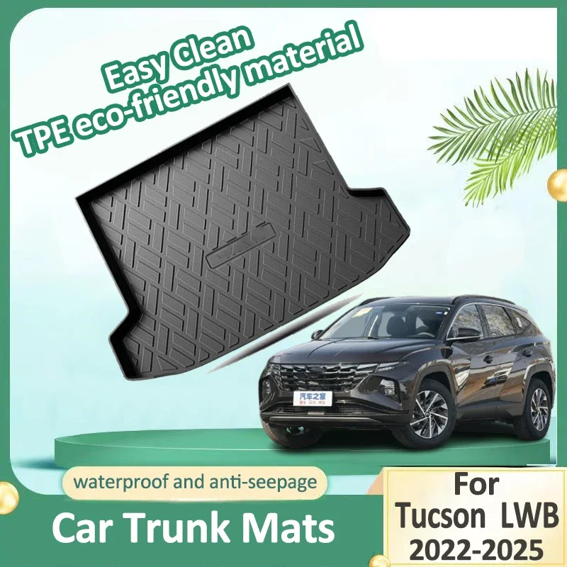 

Car Trunk Mat For Hyundai Tucson LWB NX4 N-Line 2022~2025 Auto Rear Cargo Liner Rubber Interior Floor Mat Parts Cars Accessories