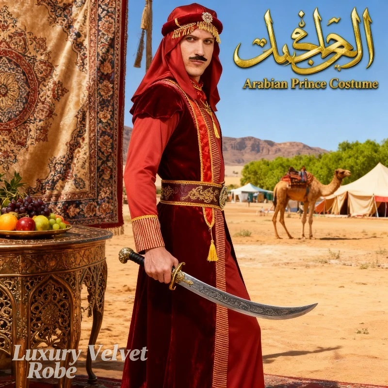 زي عيد الميلاد للبالغين للرجال العربيات لكبار السن، زي أداء المسرح #1