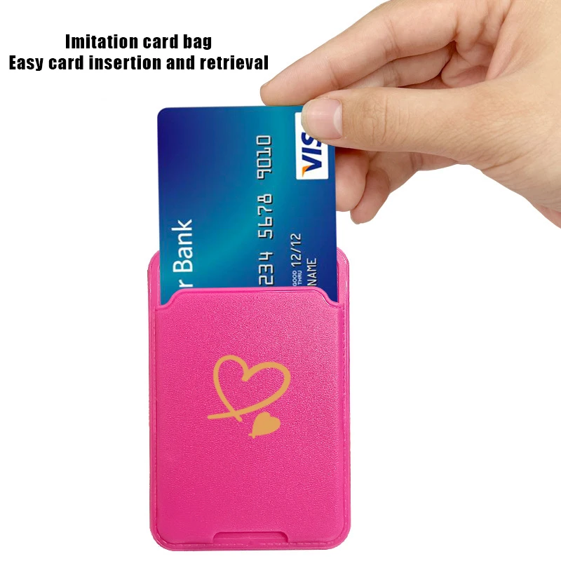 New Business Card Holder Universal Mobile Phone Back Card Bag For Men and Women Subway and Bus Pass Cover Luxuly Love Heart Case