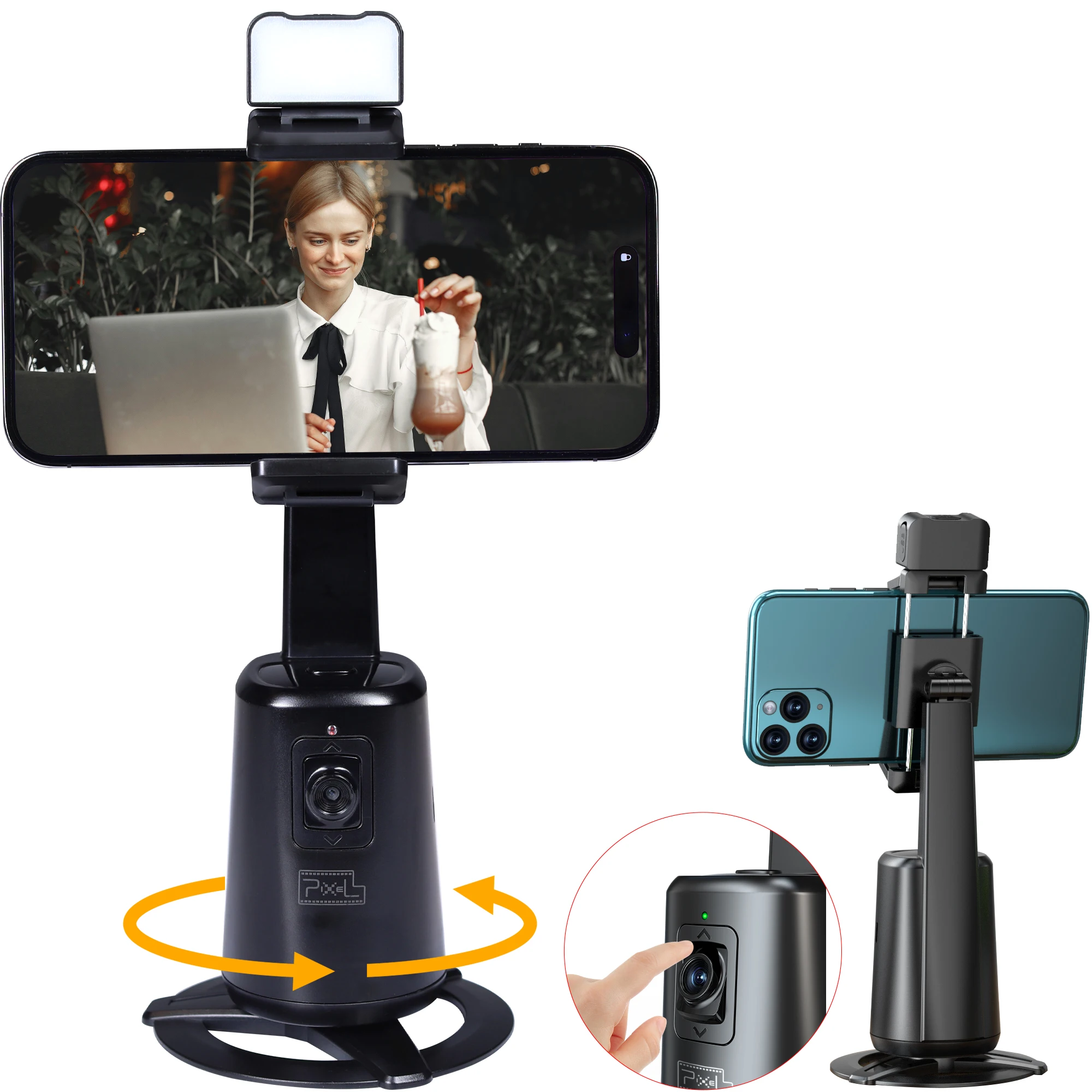 Pixel Auto Tracking Selfie Stick 360 ° Follow-up Tracking Fill Light Gimbal stabilizzatore supporto per telefono per la fotografia Tiktok