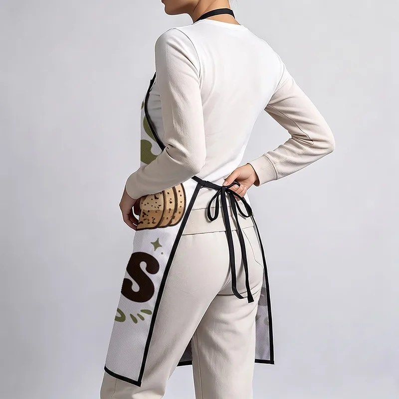 1PC【Apron】2DFlat effect，Printed“FORKS are QUITTERS”Fun text and wine stopper print with grape motif，Modern Minimalist Style，