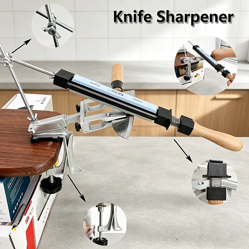 Professional Knife Sharpener Stainless Steel Fixed Angle Sharpener Diamond Stone Whetstone Kitchen Sharpening Tool for Knives