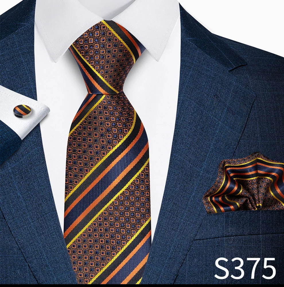 Luxusmarke, 8 cm, Krawatten-Einschubtaschentücher und Manschettenknöpfe-Set für Herren, goldenes Paisley-Muster, Geburtstagsgeschenk, Krawatten- und Anzugaccessoires, passend für Partys. – Detail 33