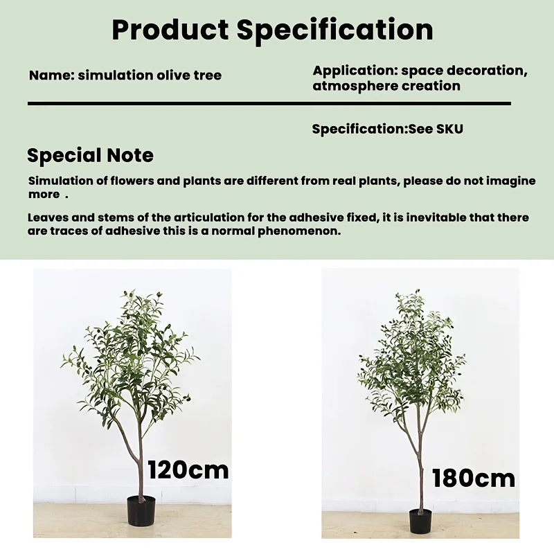 Realistic Artificial Olive Plant (120/180cm) – Lifelike Tree for Home, Office & Garden Decoration