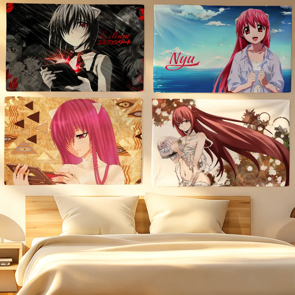 Anime E-Elfen L-Lied Flag Tapestries For Classroom Dormitory Camping Picnic Party Cheering Home Indoor Outdoor Decor