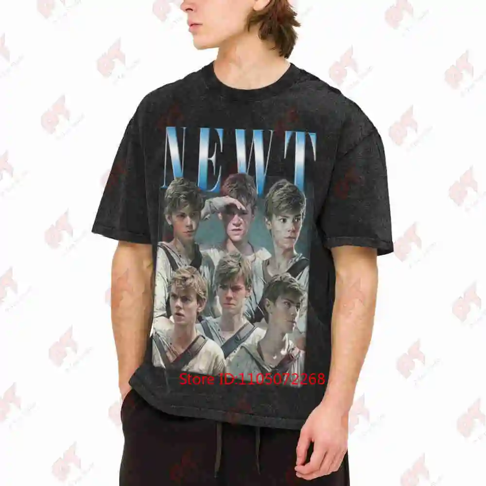 Newt Character Collage Movie Inspired Vintage Washed Tee Pure Cotton T-Shirt