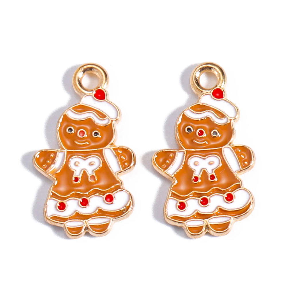 10 stücke Emaille Weihnachten Charms Weihnachten Elch Geschenk Schneemann Santa Claus Anhänger für DIY Halskette Ohrring Schmuck machen Accessoires – Detail 10