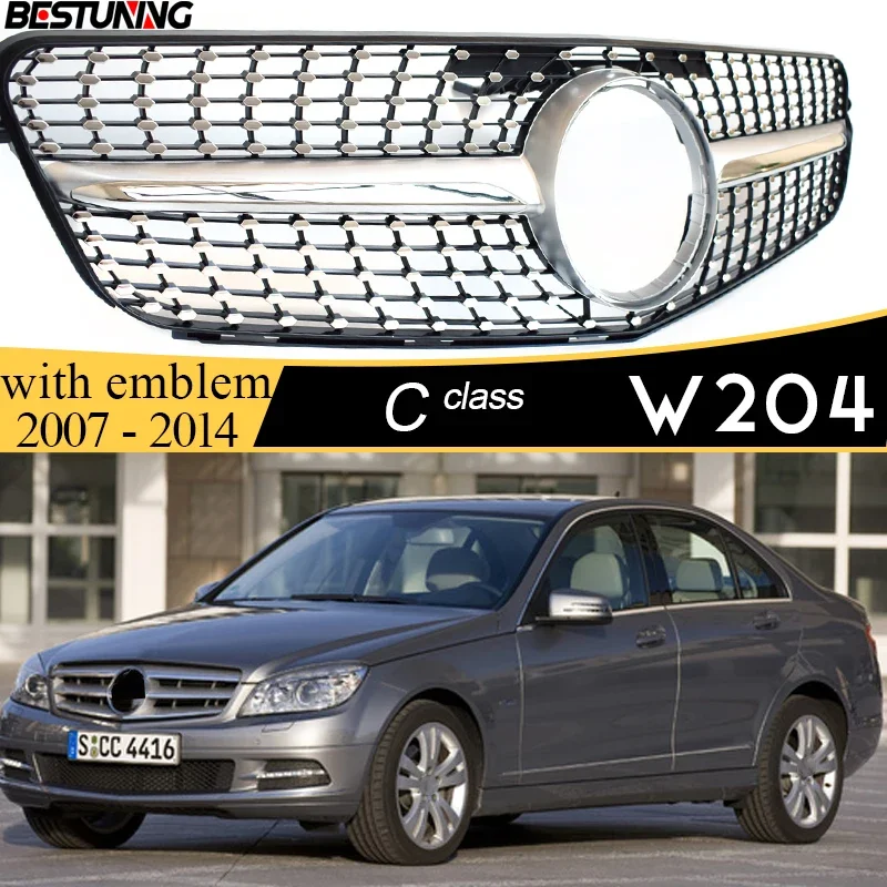 Replacement Diamonds Style Front Grille for 2007 - 2014 Mercedes C Class W204 S204 C204 C180 C200 C220 C250 C300 C350