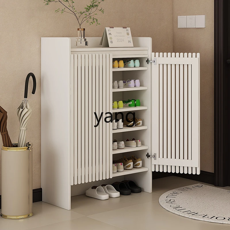 Lmm Cream Style Solid Wood Entryway Shoe Cabinet for Home Doorway Hallway Outside Entrance Storage