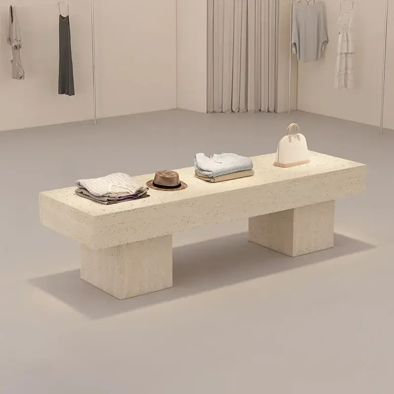 Minimalist modern clothing store Display table Jewelry display cabinet Cave stone patterned water platform