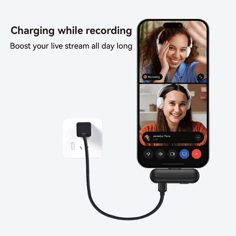 2025 New Dynamic Lapel Wireless Lavalier Microphone for iPhone Battery Noise Reduction Feature for Video Recording YouTube Vlogs