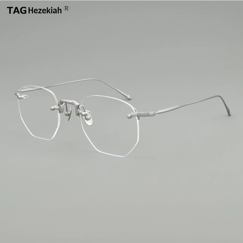 

TAG Hezekiah Retro Eyewear Rimless optical glasses frame men T3014 Brand eyeglasses frames Myopia computer Ultralight spectacles