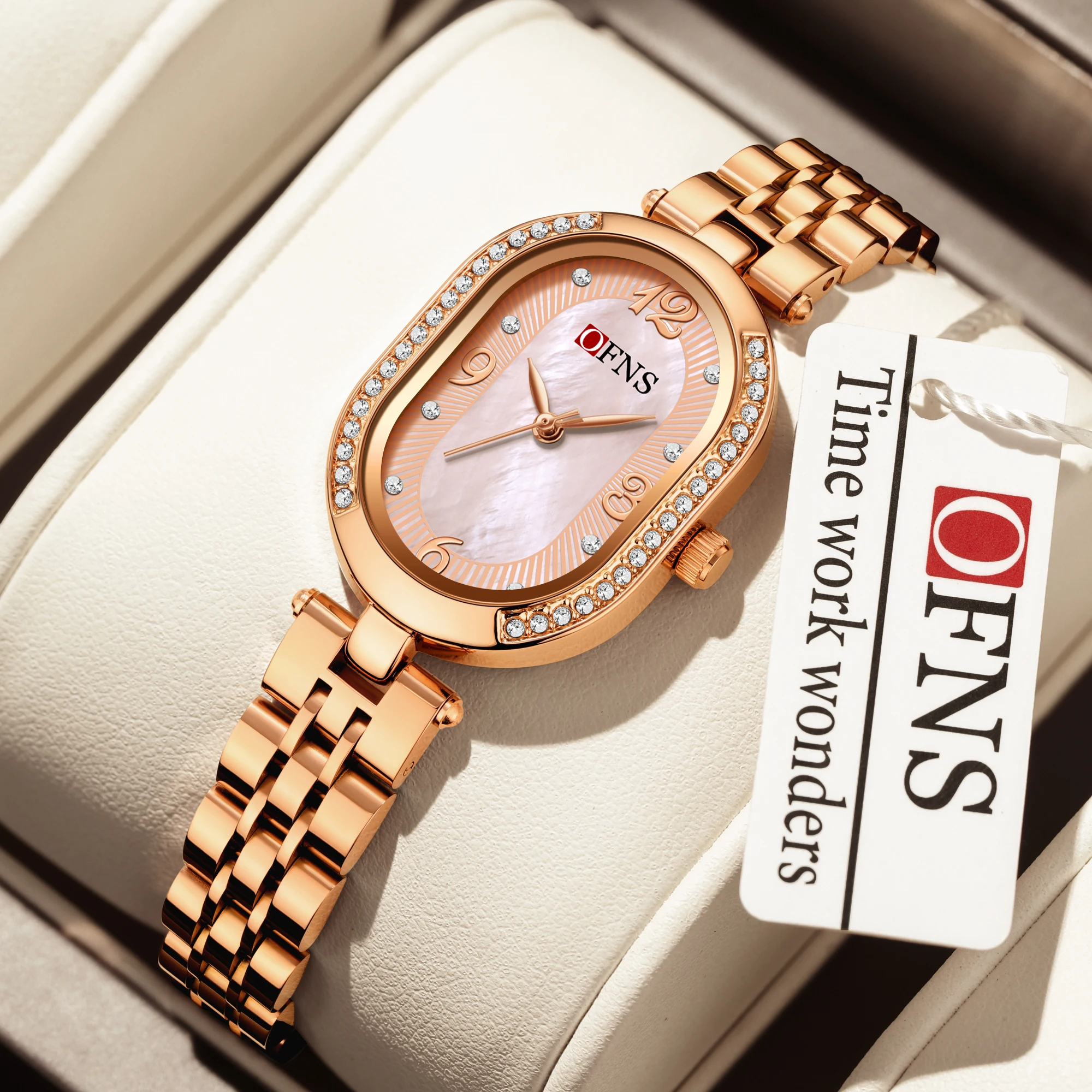 OFNS1575 2025 New Women's Diamond Luxury Elegant Retro Luxury Formal Women's Quartz Watch Waterproof 3ATM Mineral Tempered Glass
