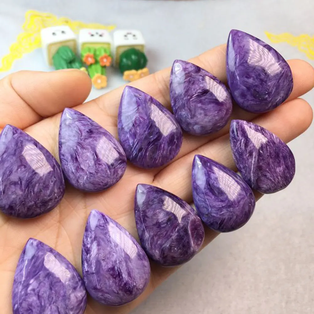 

Natural Charoite Teardrop Crystal Stone Quartz Crystals Healing Gemstone DIY Jewelry Making For Pendant Home Room Decoration