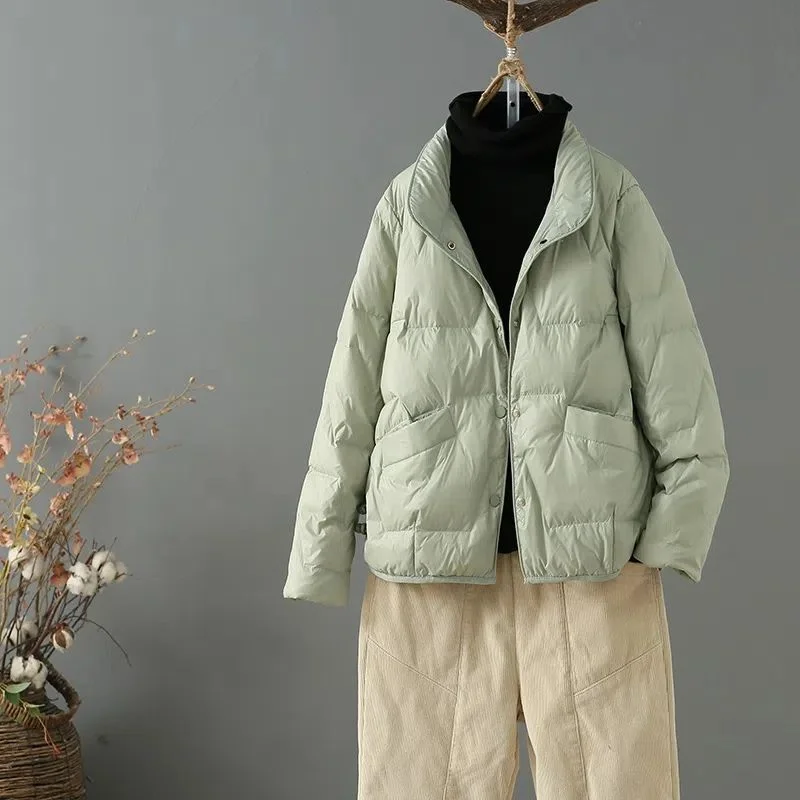 Warm Temperament Short Model Down New Disc Buckle Lax Coat Cotton Clothing Jacket Women  Winter Coat Women  Winter  Coat Women