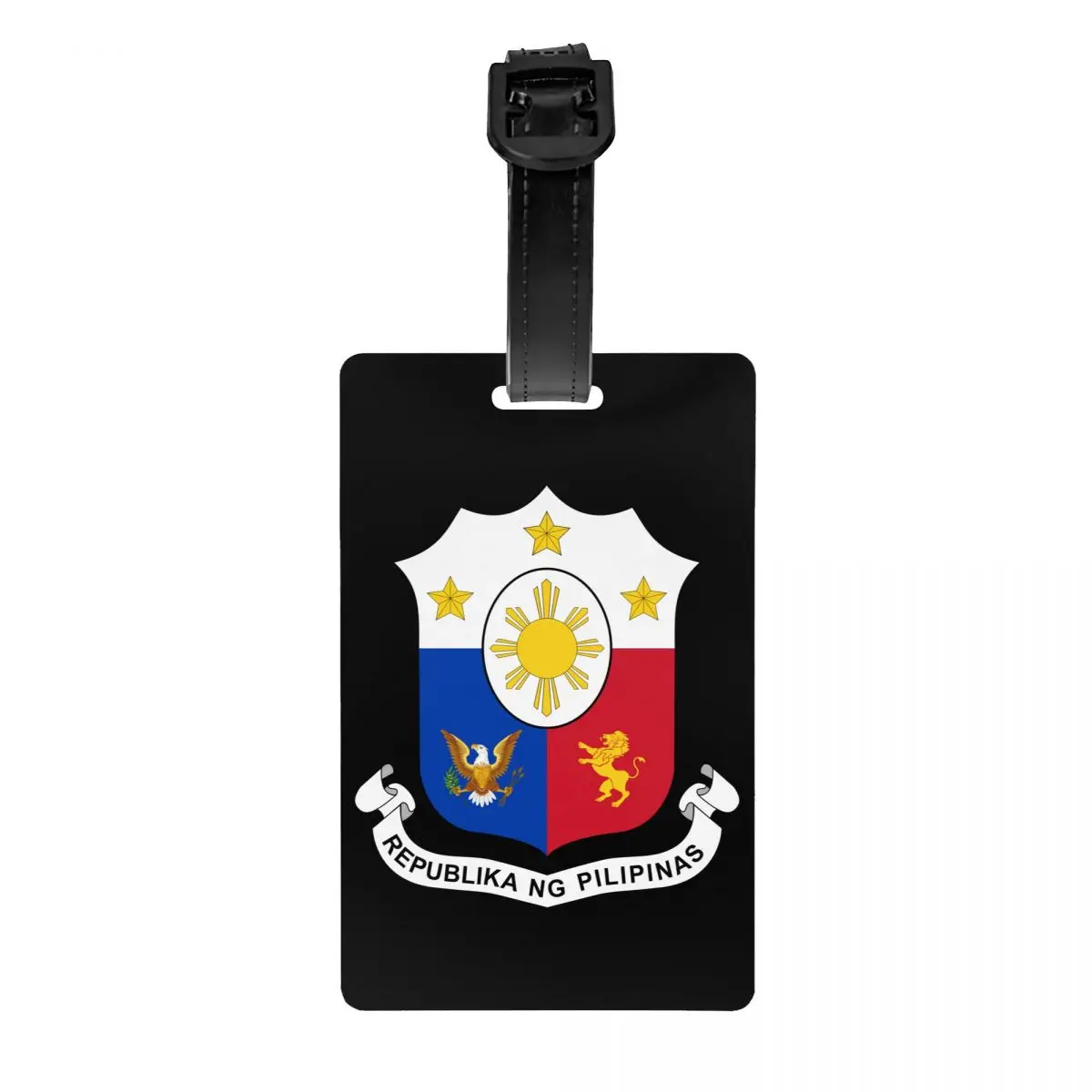 

Custom Coat Of Arms Of Philippines Luggage Tag With Name Card Philippine Flag Privacy Cover ID Label for Travel Bag Suitcase