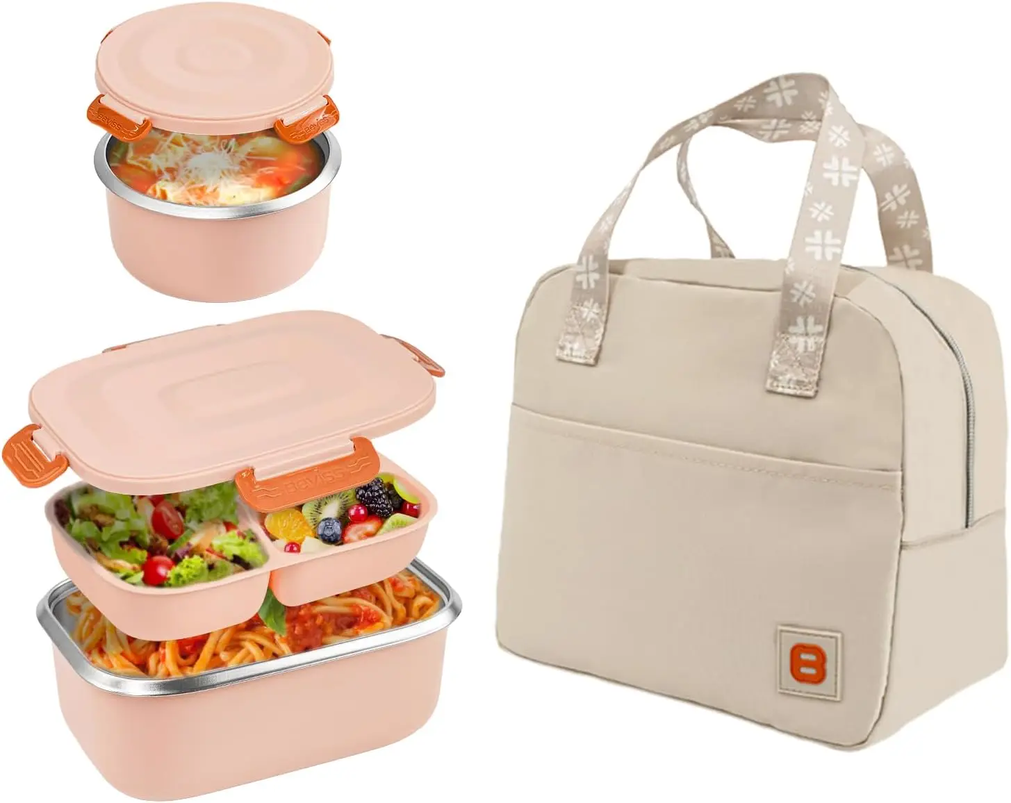 

Insulated Bento Box with Thermo, 18/8 Stainless Steel Lunch Box, Bento Box for Adults and Kids with PP5 Containers, Food Contain