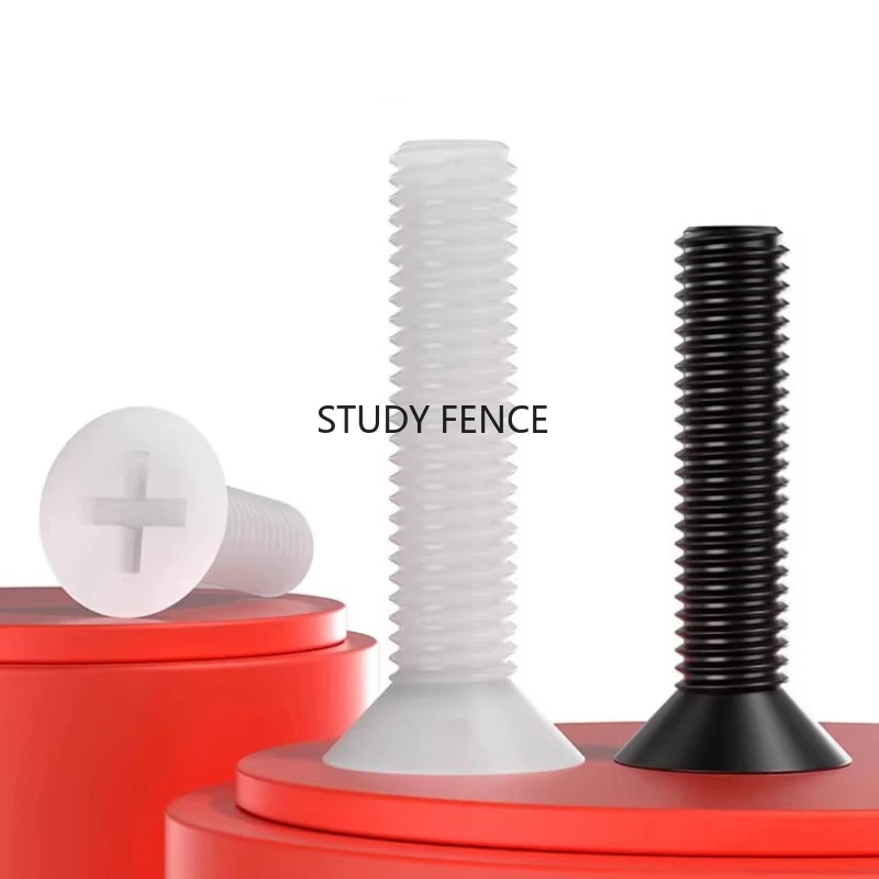 100pcs M2 Nylon Bolt Black/white Countersunk Cross Screw Cross Shaped Flat Head Bolt Furniture Nylon Accessories Nylon Fasteners