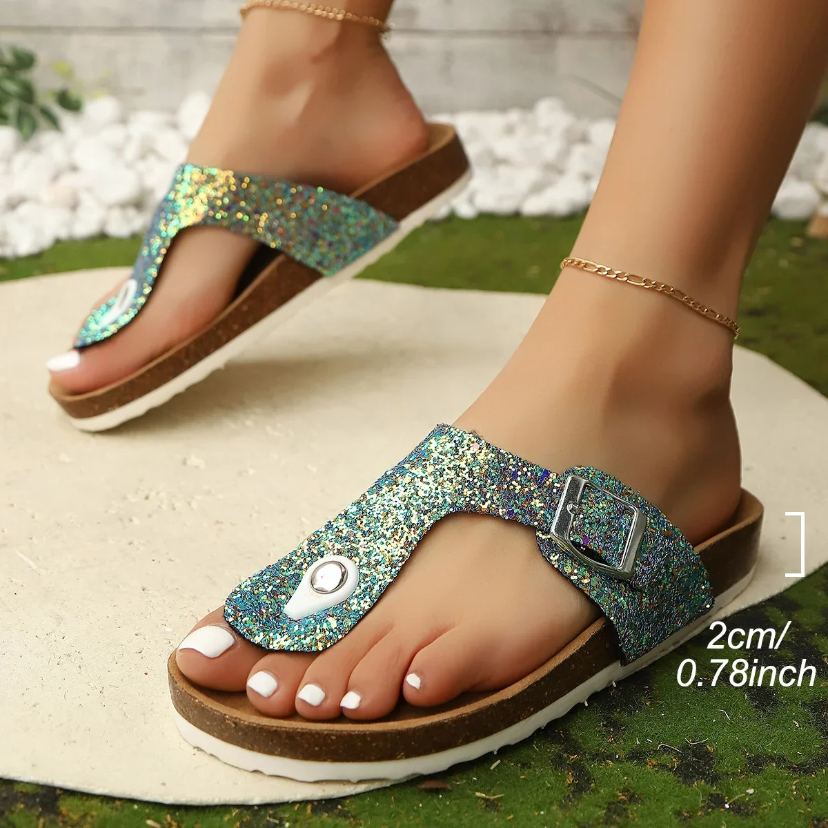 Women Cork Slippers Fashion Platform Slippers Casual Comfort Sandals Summer Flip Flop Outdoor Anti Slip Beach Shoes Slides Women