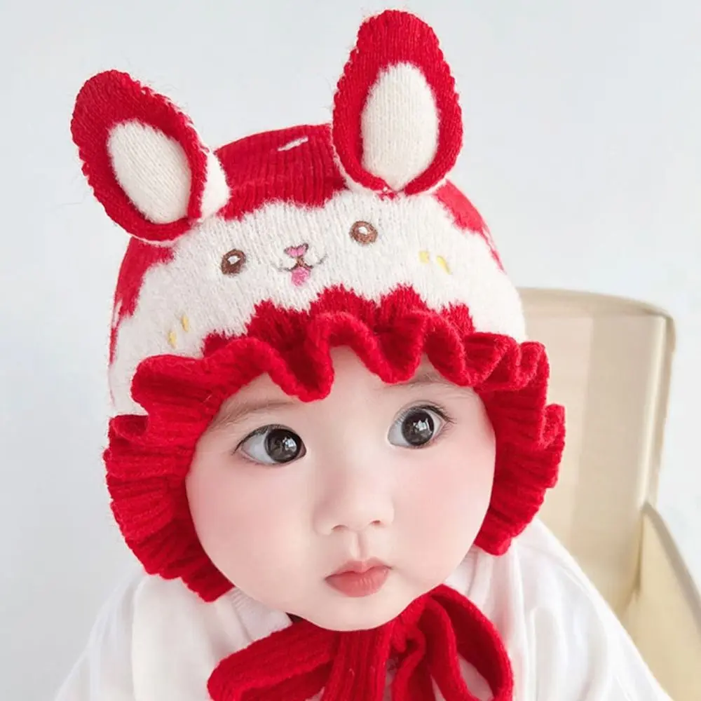 

Fashion Rabbit Ear Baby Knitted Hat Warm Solid Color Infant Beanie Hats Wool Soft Pullover Cap Ear Protection