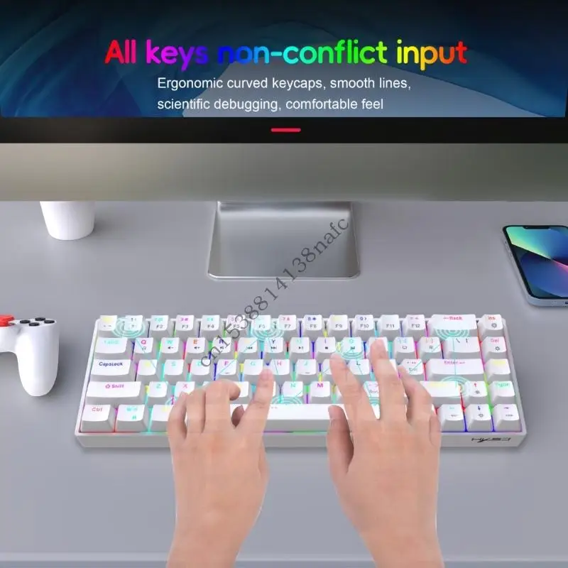 لوحة مفاتيح ألعاب ألوان 594F قابلة للفصل USB C Cable 1.75M سلك مضفر مزدوج اللقطة KECAPS توافق واسع #5