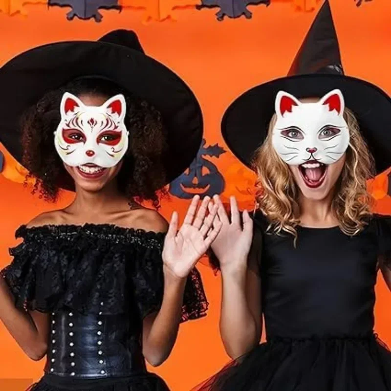 手描きの猫のマスク,ハロウィーン,白,空白,コスプレアクセサリー,仮面舞踏会の衣装