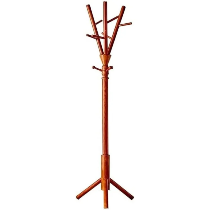 

2026 New：Wooden Stand Standing Hall Coat Tree with 9 Hooks Easy to Assembly Entryway Clothing Rack