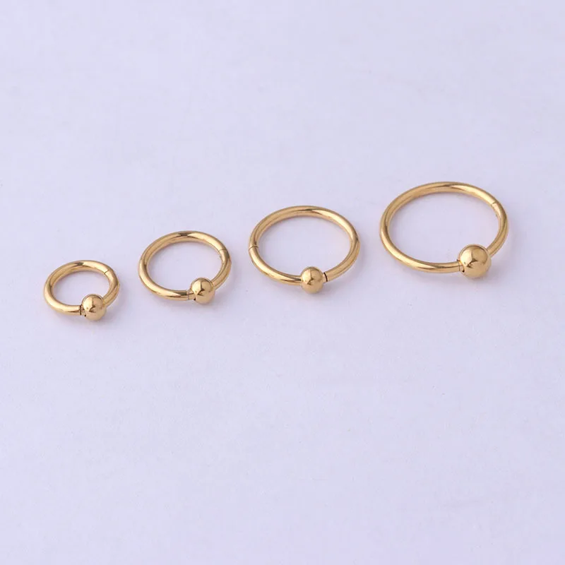 1pcs 16g x 6/8/10/12mm Stainless Steel Ball Hinged Segment Clicker Hoop Septum Ring Nose Earring Body Piercing Jewelry