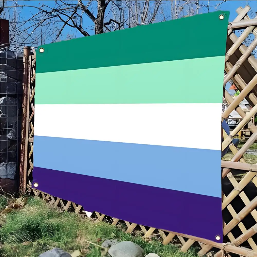 LGBTQ Gay Men Pride Flags Daily four ring borderless design indoor outdoor decor easy hang install