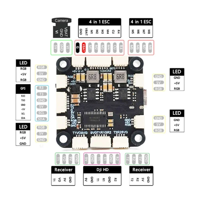 

AK51-F722 Flight Controller 5V/10V Dual BEC 30.5X30.5Mm 3-8S For RC FPV 13Inch 15Inch Freestyle Drones Parts