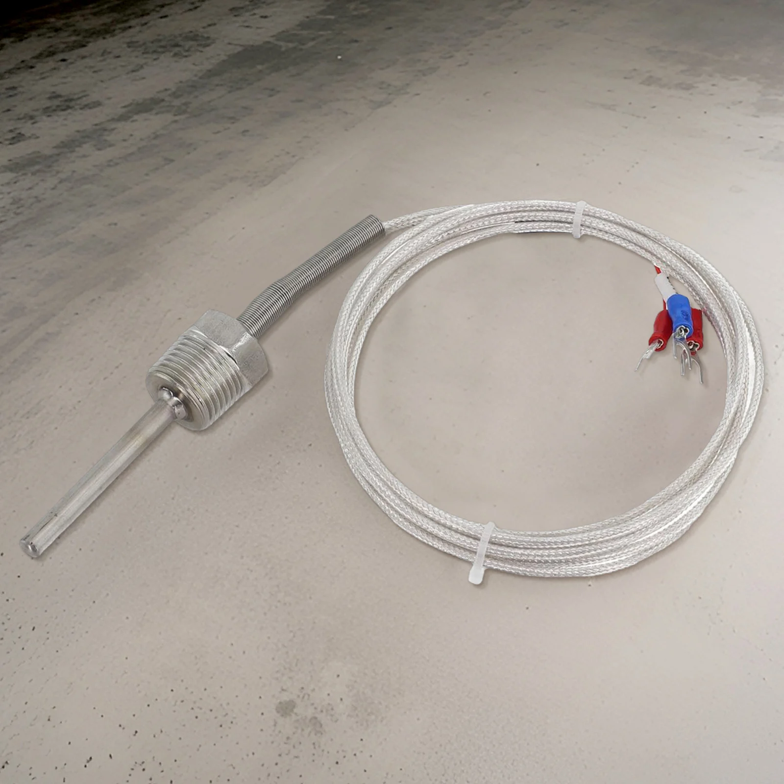 Pt100 Ohm Probe Sensor L 50mm PT NPT 1/2'' Thread W/ Insulation Wire Stainless Steel Probe Temperature Sensor Parts Power Tools