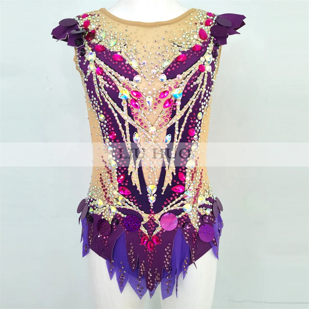 

LIUHUO Rhythmic Gymnastics Leotard Aerobics Adult Women Girl Costume Performance Competition Dance Dress Multicolor Teen Child