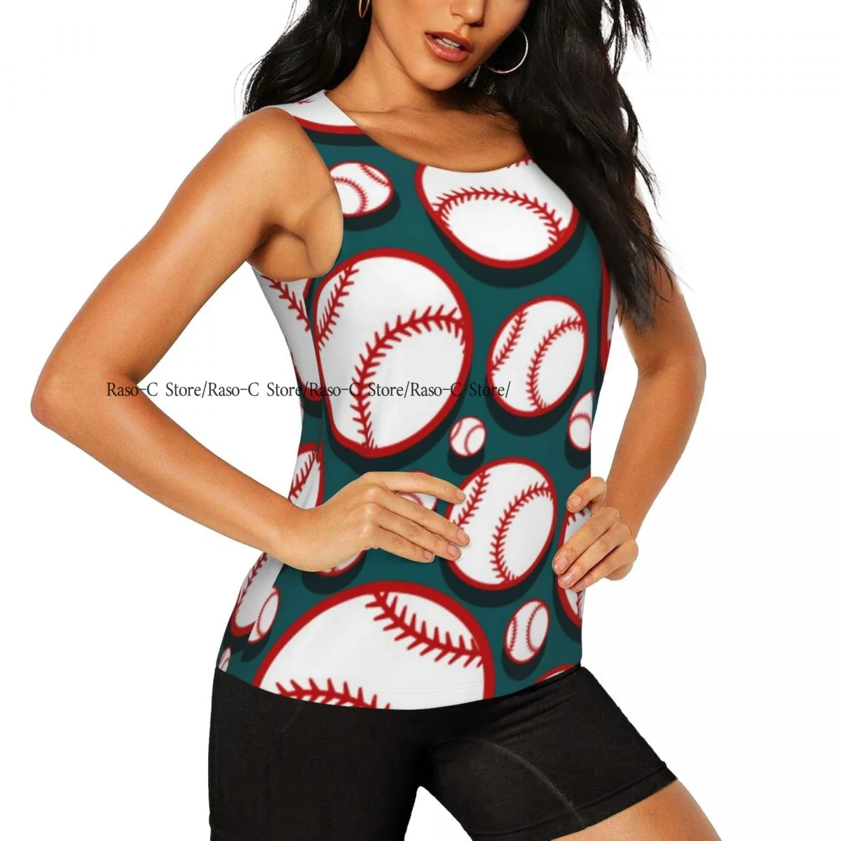 Women's Sleeveless Yoga Tank Top Baseball Softball Ball Quick Dry Running Training Sports Vest Yoga Shirts