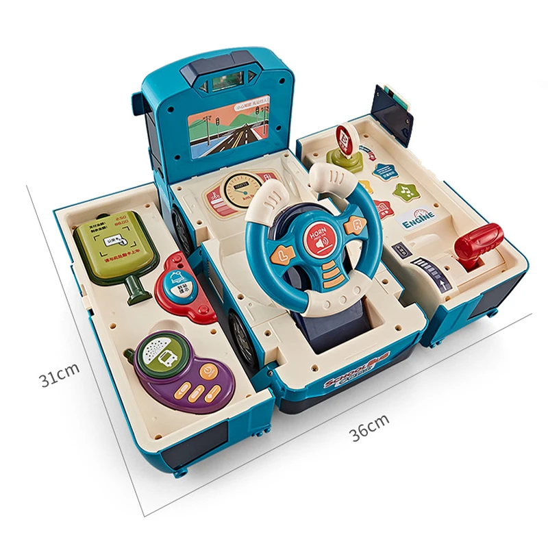 Children Bus Toy Copilot Steering Wheel Puzzle Baby Developing Educational Toy 54DF