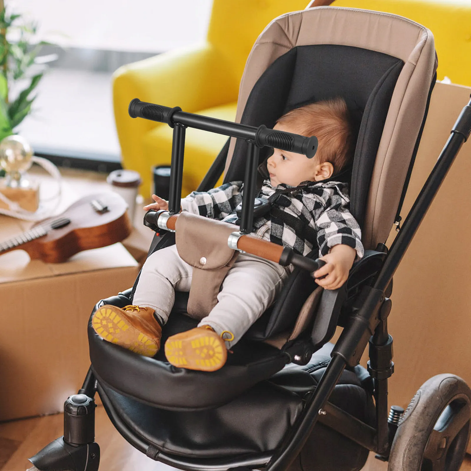 

Universal Stainless Steel Stroller Handle Extension Adjustable Height Baby Stroller Accessory Comfortable Grip for Outings