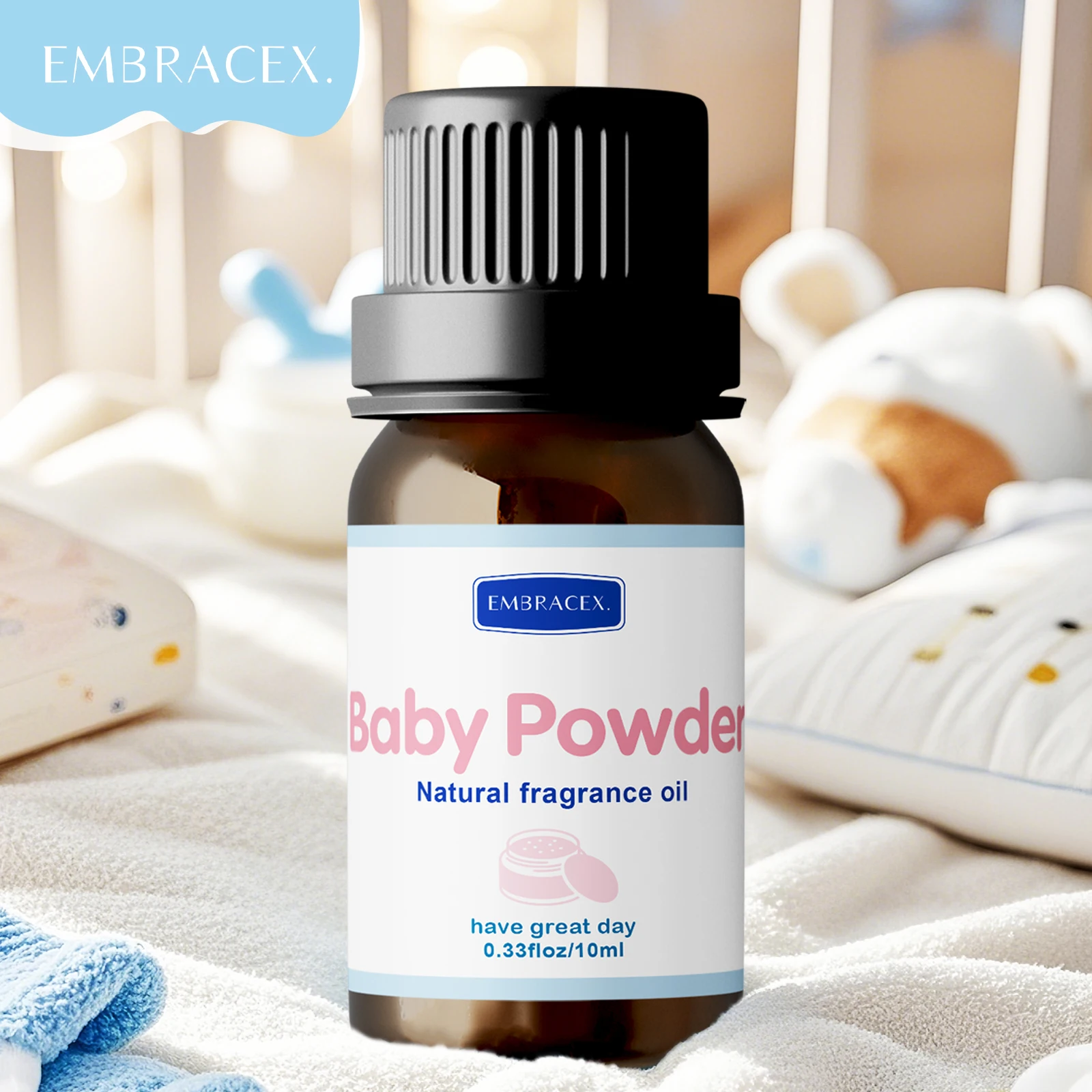 10ml Polvere per bambini Olio essenziale di lunga durata Fragranza calda Cura della pelle Massaggio Olio per il corpo Produzione di candele Diffusore Olio profumato Regalo