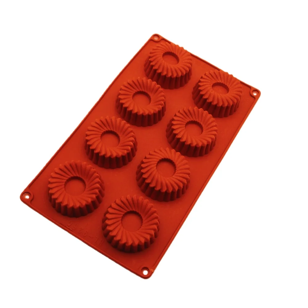 8 Hole Round Gear Shape Silicone Cake Mold Vortex Non Stick DIY Mousse Dessert Jelly Pudding Soap Chocolate Kitchen Baking Tools