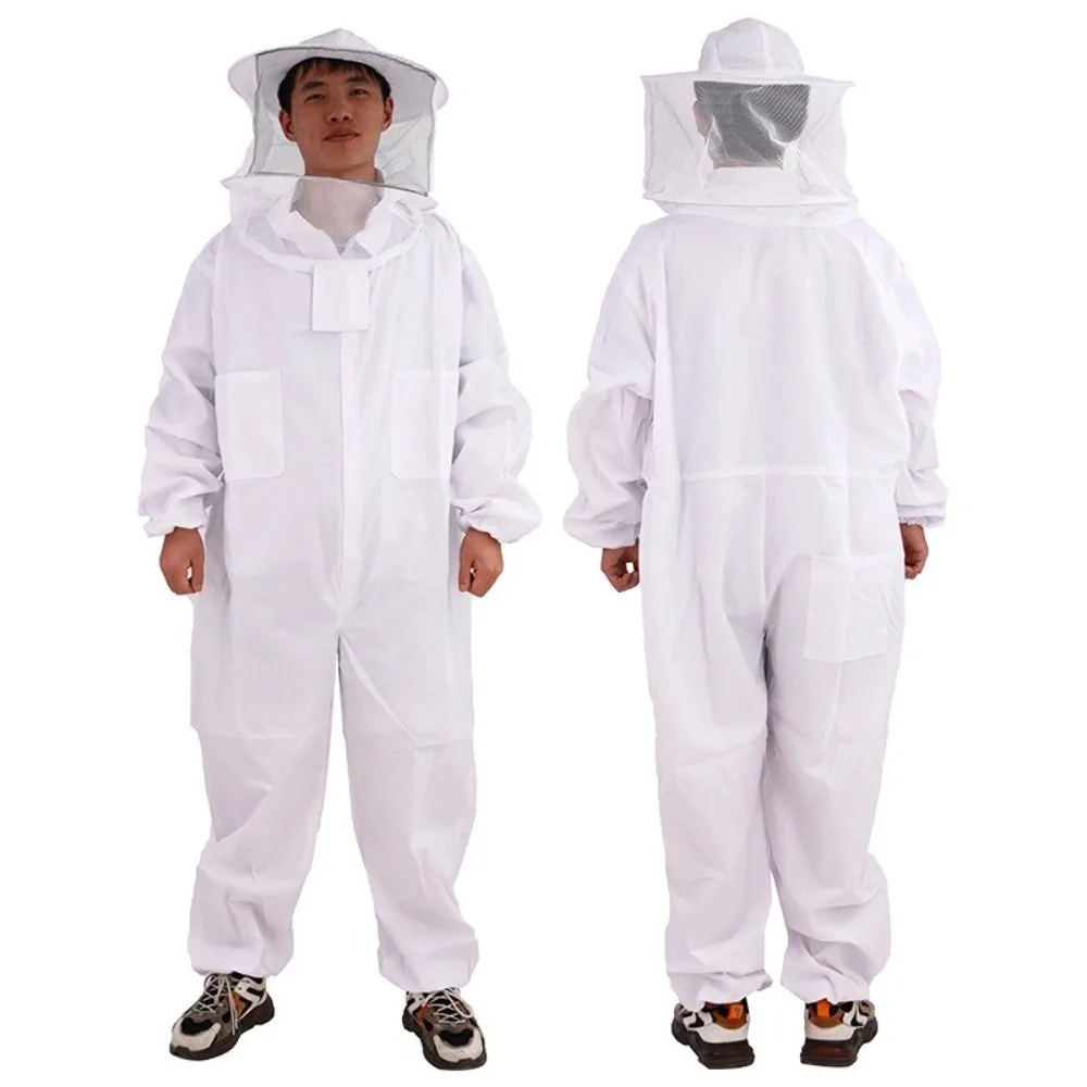 

Professional Beekeepers Bee Suit Anti-Bee Veil Hood Hat Beekeeping Suit Jumpsuit Breathable Zipper Bee Repellent Clothing