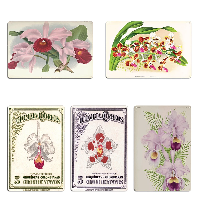 Orquidea venezolana venezuela orquídea cartaz vintage sinal de metal placa de parede orquidea venezolana estanho cartaz
