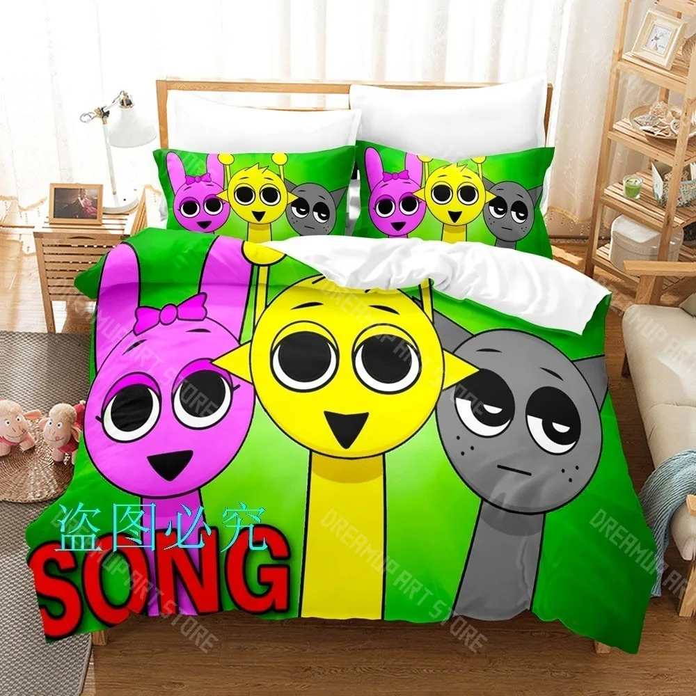 3D Printed Sprunki Game Incredibox Bedding Set for Boys Girls Duvet Cover Twin Queen King Full Single Double Sizes