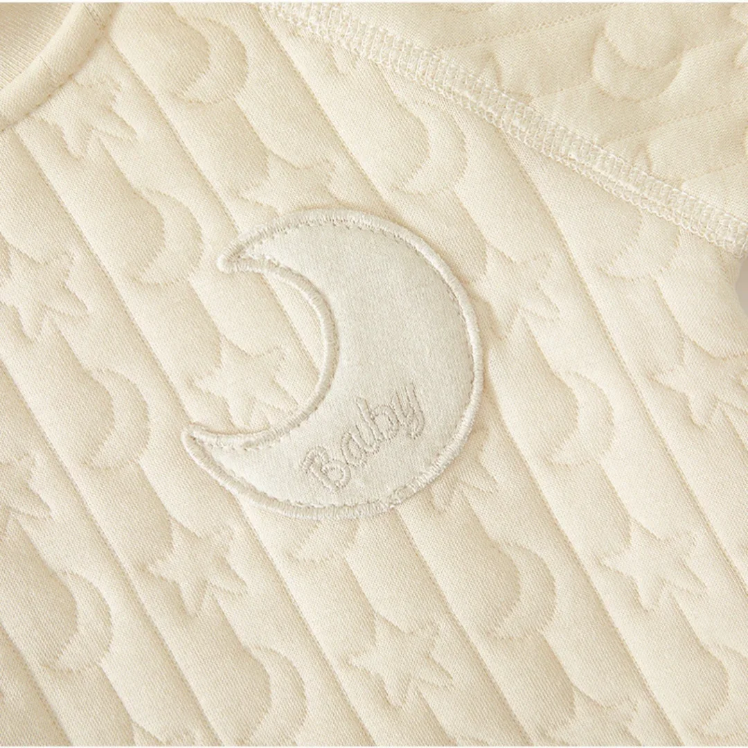 2026 جديد الوليد القطن رومبير 0-2Y الرضع القمر ستار مطبوعة زر مائل بذلة لينة رشاقته طفل الفتيات الفتيان ارتداءها