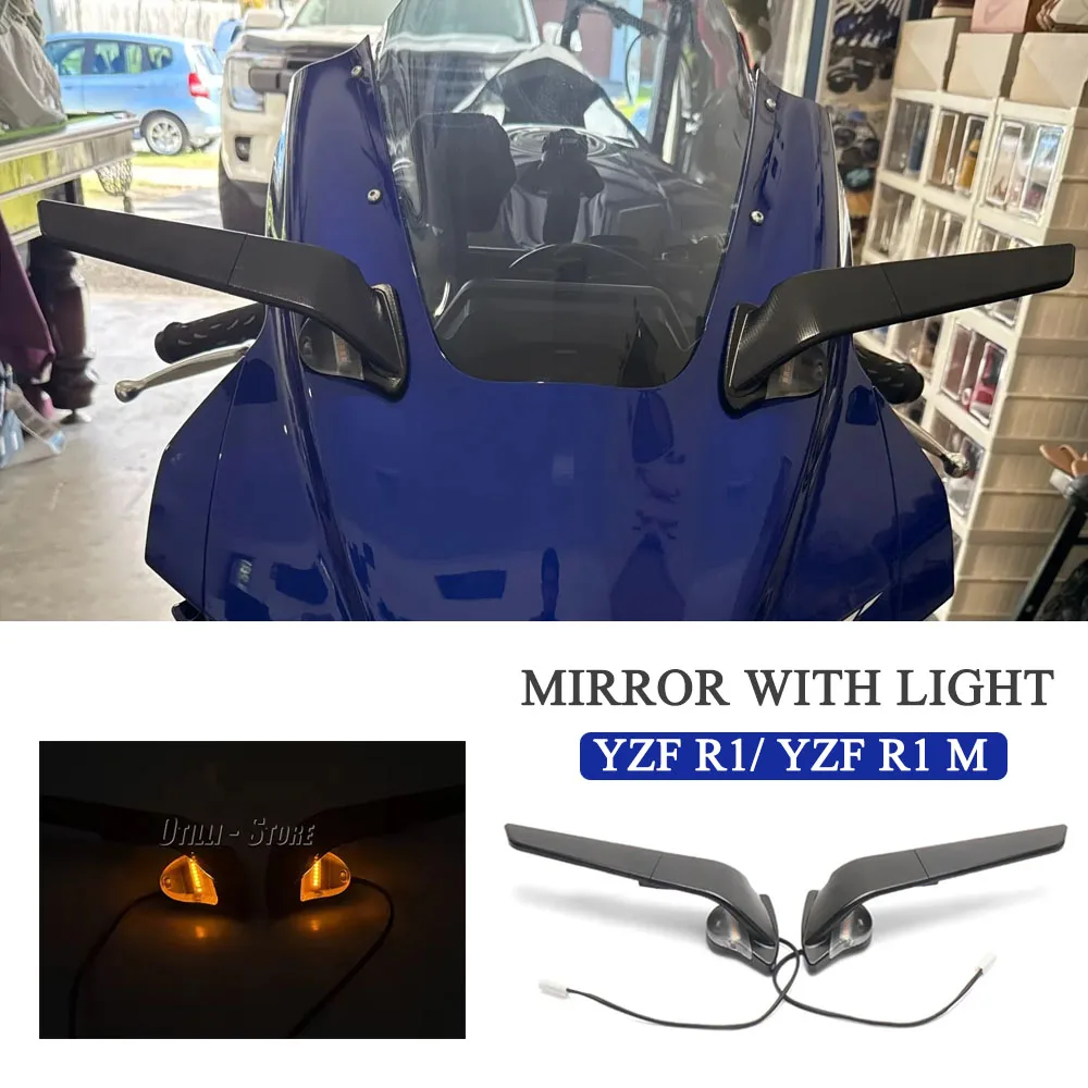

2020-2025 YZF-R1 Motorcycle New With LED Turn Signal Indicator Rearview Mirror For Yamaha YZFR1 Invisible Adjustable Side Mirros