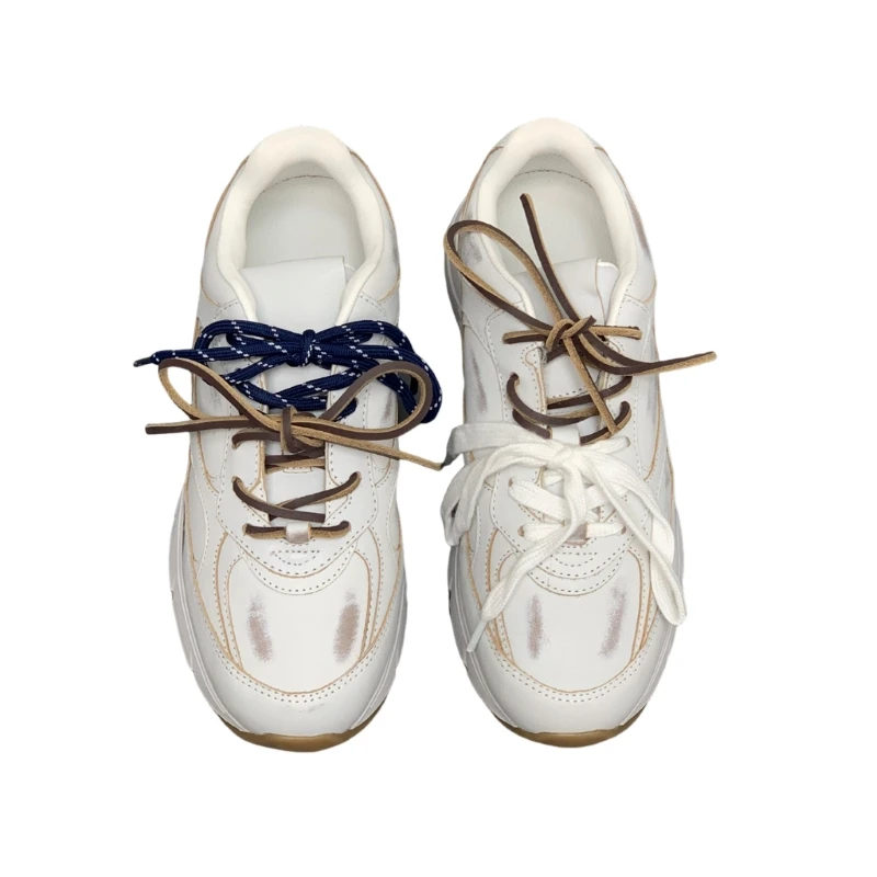 

Latest Assorted Colors Retro Casual Shoes Two-Color Lace-up Shoes White Shoes Beautiful and Elegant Slip-On Sneakers AG1801