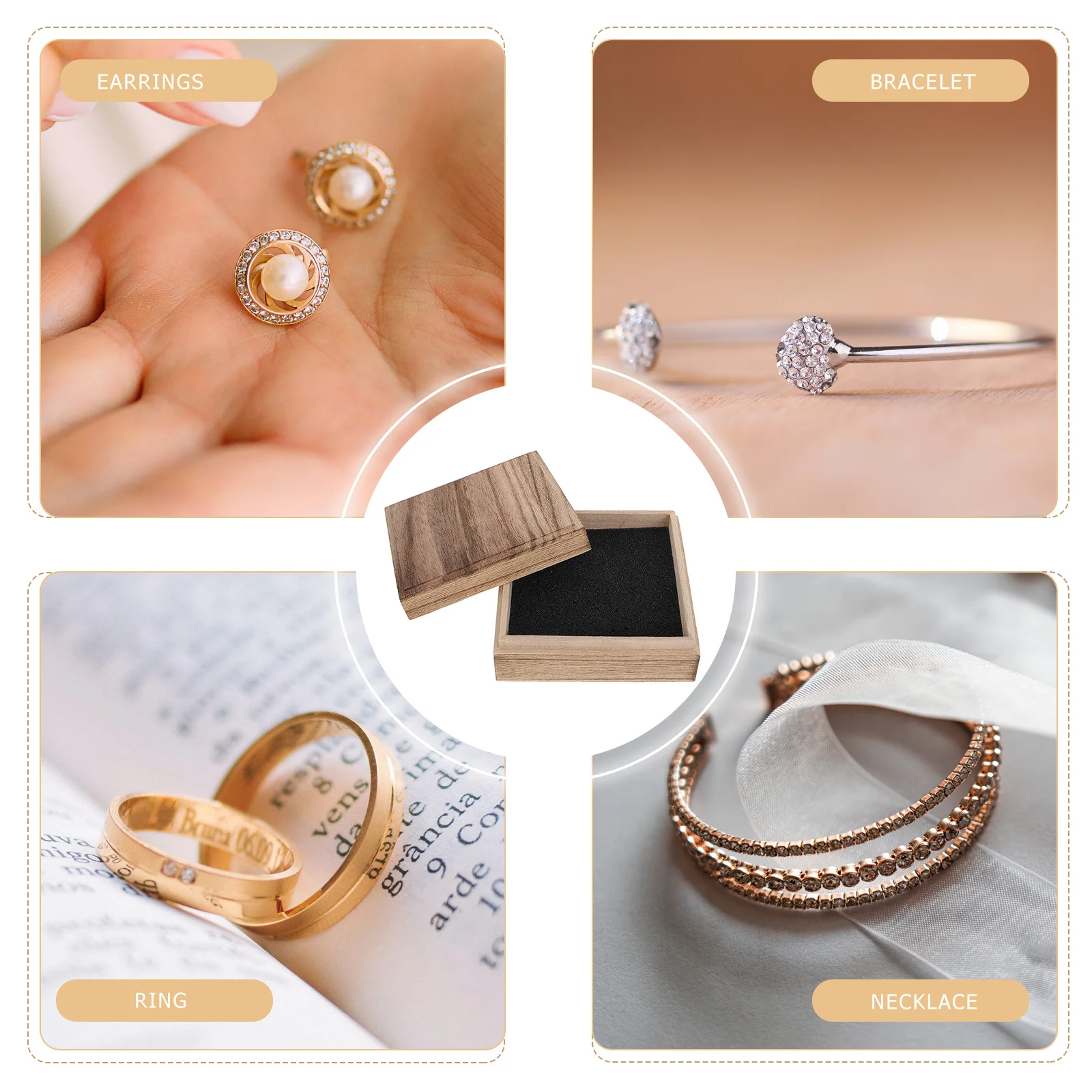 

1Pcs Retro Wood Jewelry Box Vintage Storage Case Holder Organizer for Earrings Rings Bracelets Wood Jewelry Case