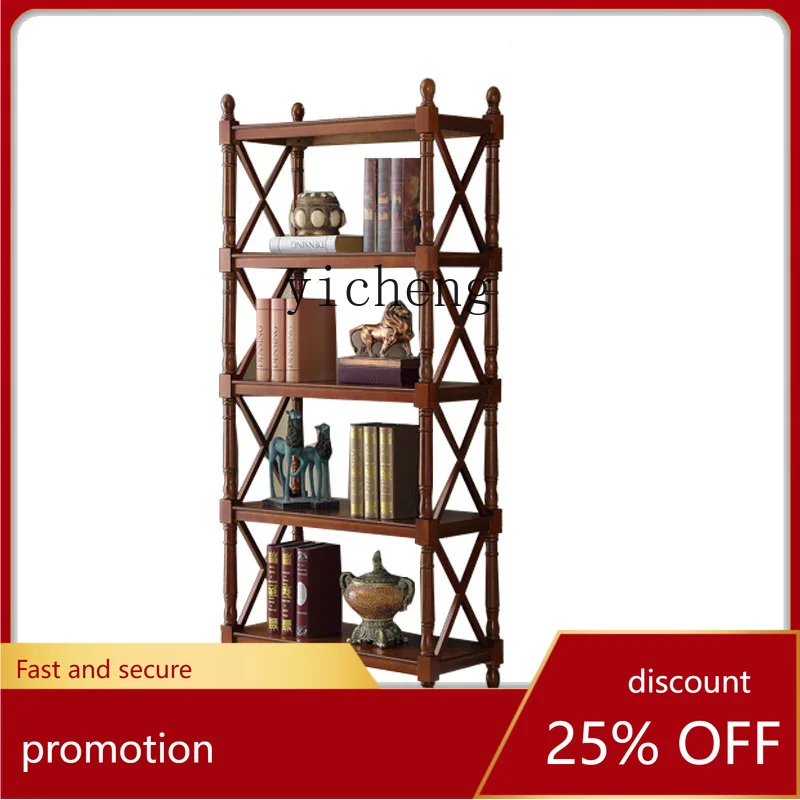 

CZ Solid Wood Vintage Floor-standing Storage Rack Free Combination Living Room Multi-layer Display Partition Rack