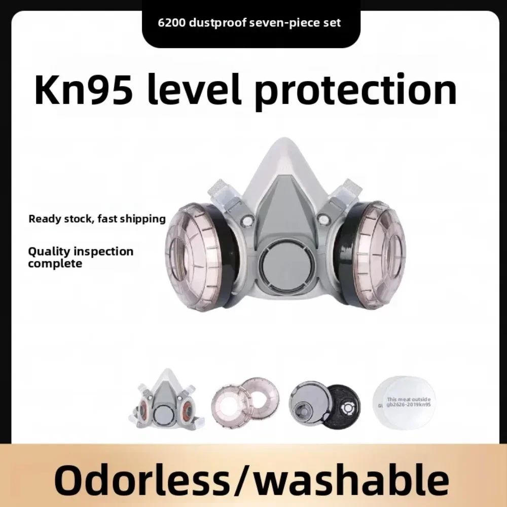 6200 Half Face Respirator Reusable Anti Dust Gas Mask for Painting Welding Grinding Chemical Pesticide Protection