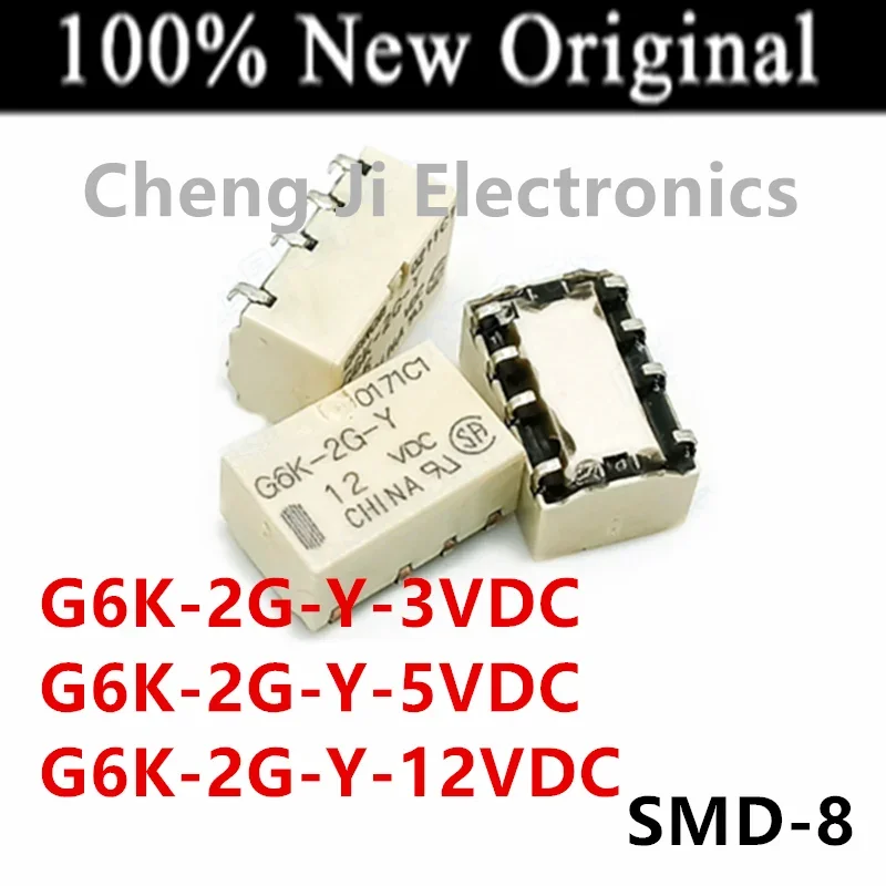 

10PCS/Lot G6K-2G-Y-3VDC 、G6K-2G-Y-5VDC 、G6K-2G-Y-12VDC SMD-8 New original electromagnetic relay G6K-2G-Y-DC5V DC12V