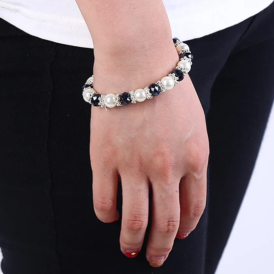 sokolov Crystal Pearl Hipanema Bracelet Simple Pearl Crystal Strand Infinity Bracelets Women liberty Crystal Braid Bracelet