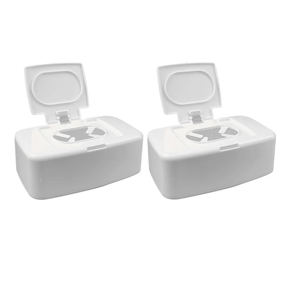 

2 Pcs Wipes Wet Storage Box Reusable Container for Baby Small Tissue Holder White Portable Travel