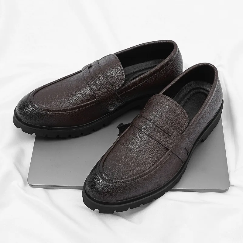 

Men Loafers PU Solid Color Low Heel Comfortable Classic Business Men Shoes Size 38-46